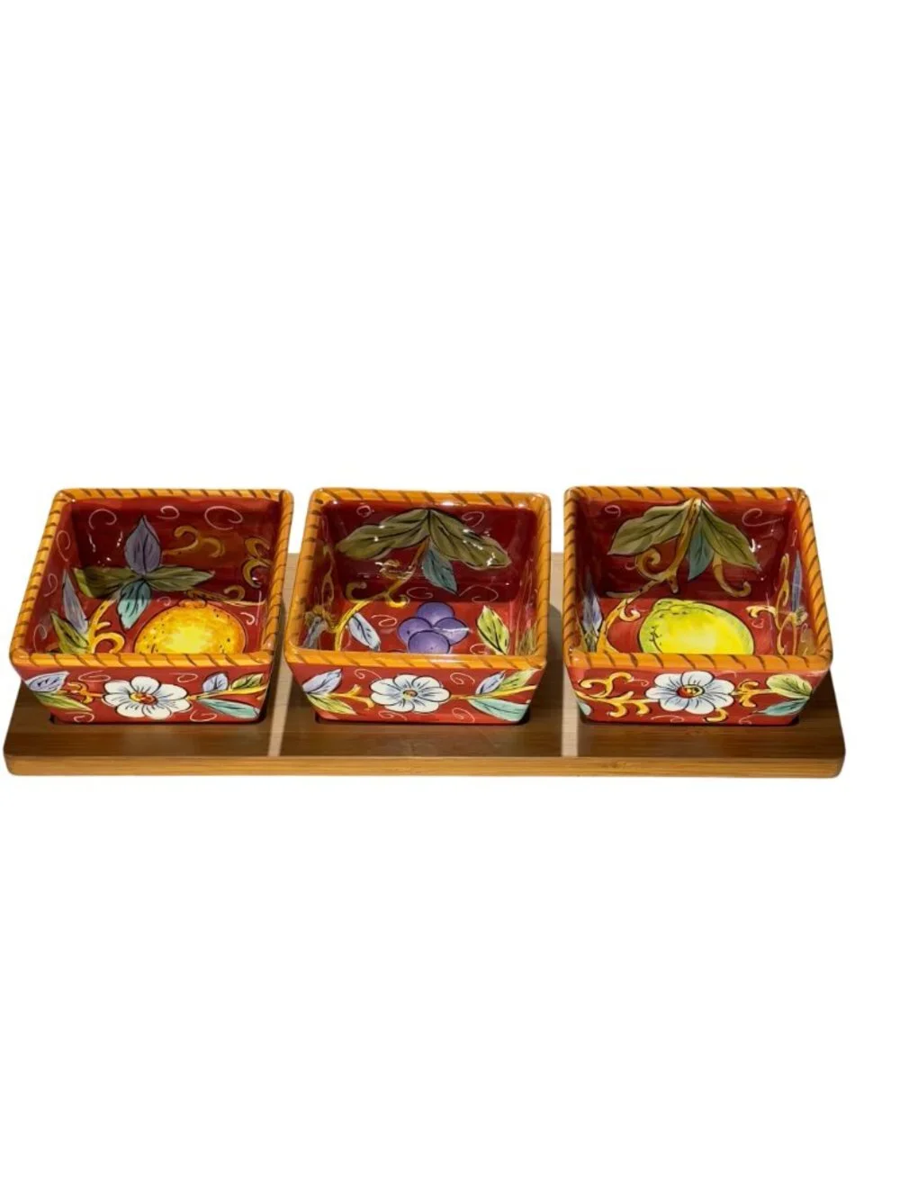 Tabletops Lifestyles Villa Antiqua 4-Piece Hand-Painted Condiment Set